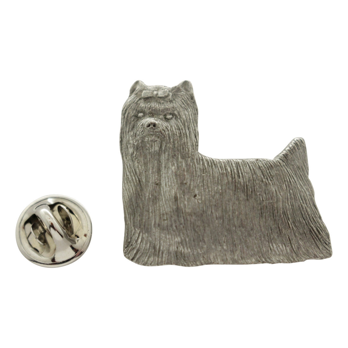 Yorkie Show Clip Pin ~ Antiqued Pewter ~ Lapel Pin ~ Sarah's Treats & Treasures